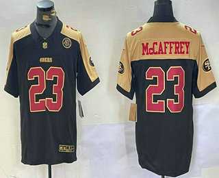 Men%27s San Francisco 49ers #23 Christian McCaffrey Balck Golden FUSE Vapor Limited Stitched Jersey Dzhi